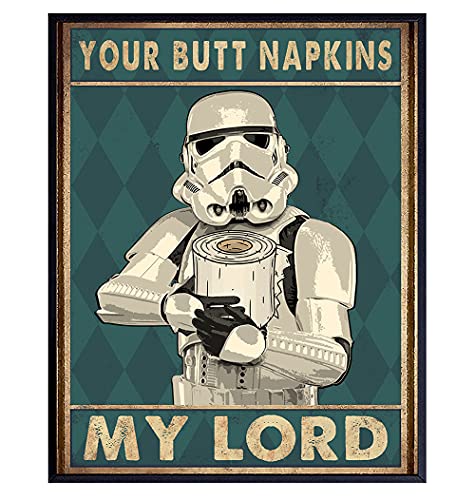 Funny Bathroom Wall Art - Butt Napkins My Lord Poster 8x10 - Humorous Restroom Sign & Powder Room Decor - Unique Guest Bathroom Wall Decorations - Perfect for Home, Office, or Cafe Bathroom Humor