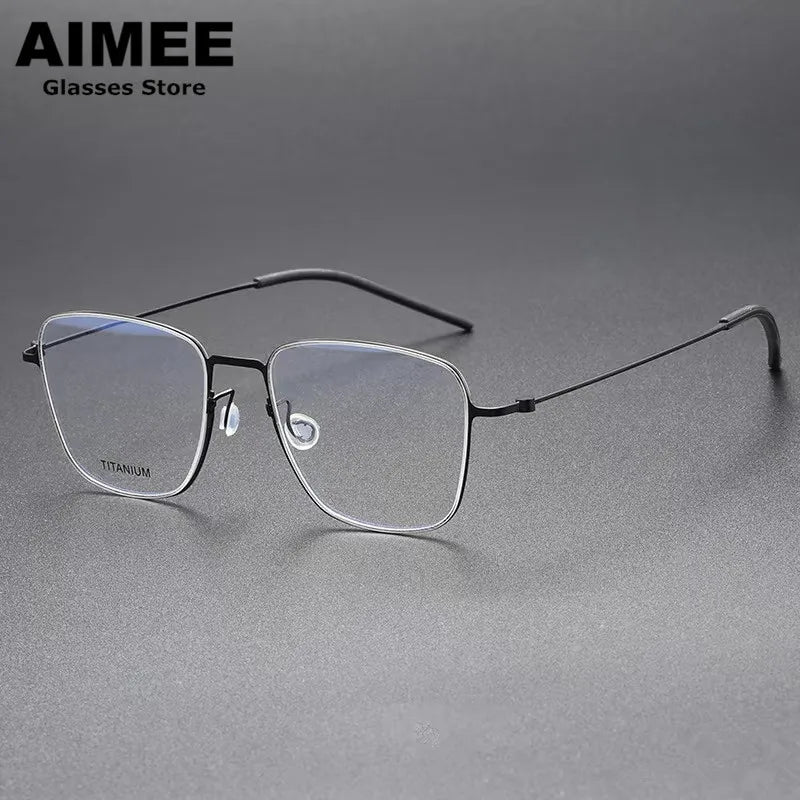 Aimee Unisex Full Rim Square Screwless Titanium Eyeglasses 45506 - Lightweight Durable Frame for Work, Reading & Everyday Use