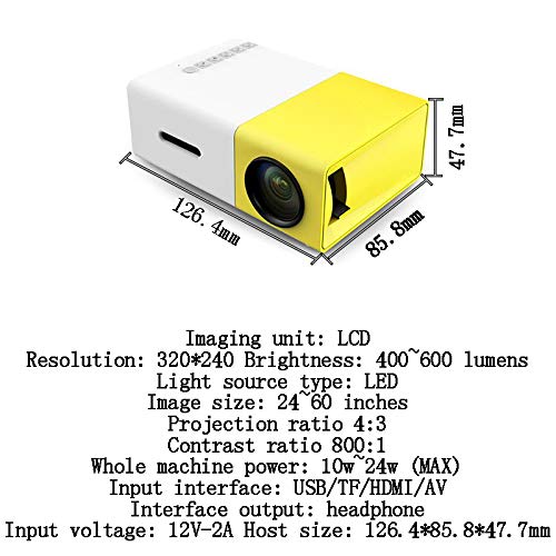XIAOYUE Mini LED Portable Projector - 1080P HD, Built-in Battery & Speaker, Home Theater & Outdoor Movie Night (Black, Yellow) - Perfect for Bedroom, Camping, Backyard Entertainment