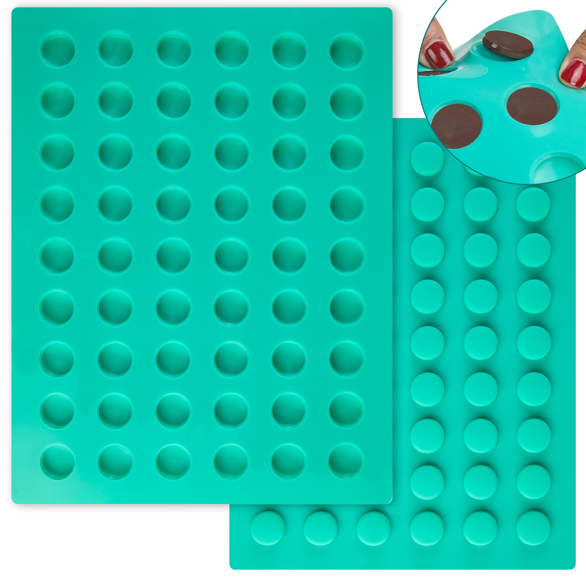 Premium O'Creme Round Gummy Candy Silicone Mold - Perfect for Chocolate Truffles, Ganache, Jelly, Candy, Pralines & Caramels - Ideal for Baking, Dessert Making & DIY Candy Crafts at Home