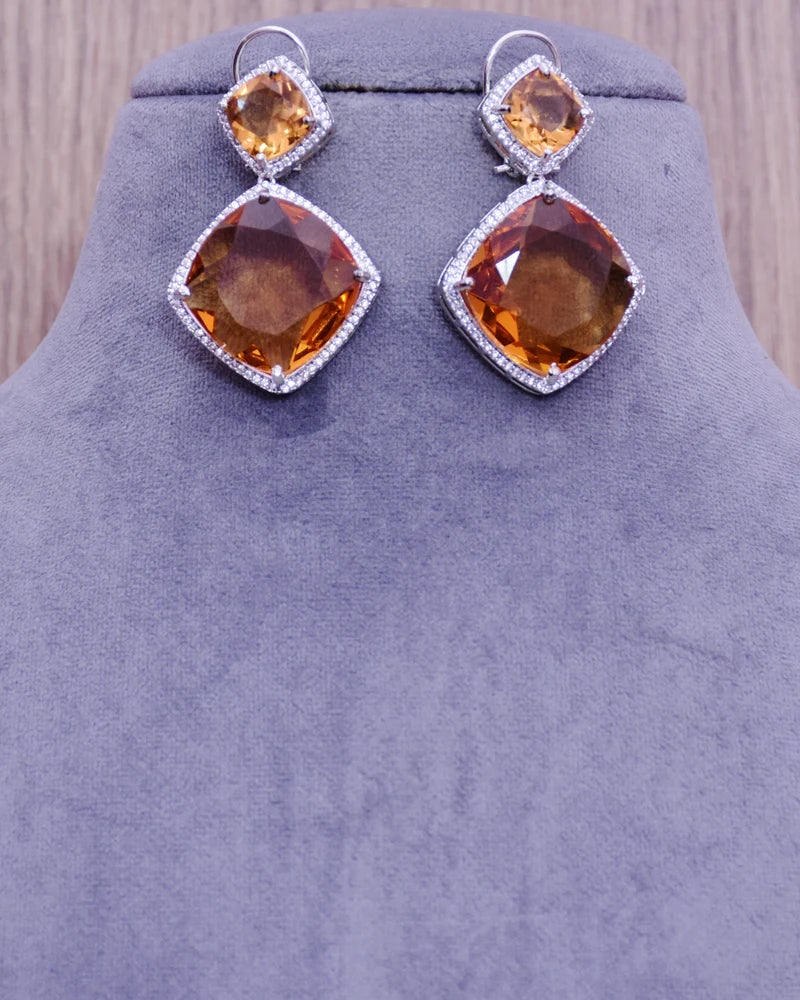 American Diamond Earrings with Genuine Stones - Elegant Jewelry for Women, Perfect for Weddings, Parties & Special Occasions