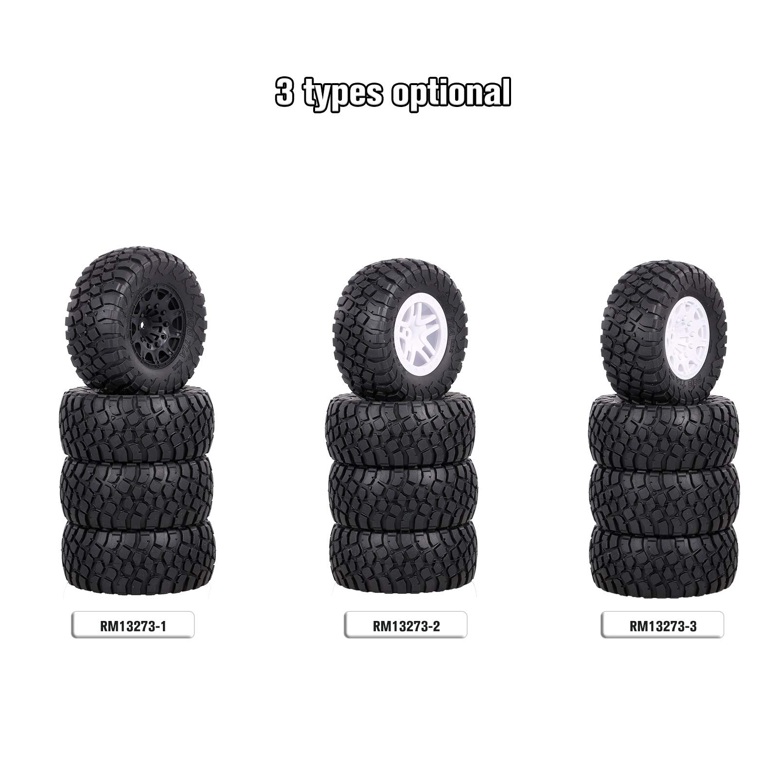 ERYUE 4PCS 110mm 1/10 Scale RC Car Truck Short Course Off-Road Tires & Wheels - Compatible with Traxxas, HSP, Tamiya, HPI, Kyosho RC Vehicles | Perfect for Racing, Crawling & Off-Road Adventures