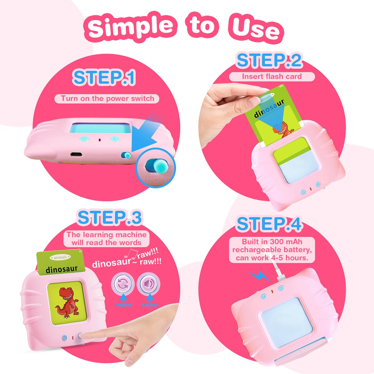 Talking Flash Cards for Toddlers 2-4 Years | 224 Sight Words Learning Toys | Audible Educational Flashcards for Kids Ages 1-5 | Perfect Gift for Boys & Girls | Kindergarten Learning Activities | Ideal for Home & Classroom Use