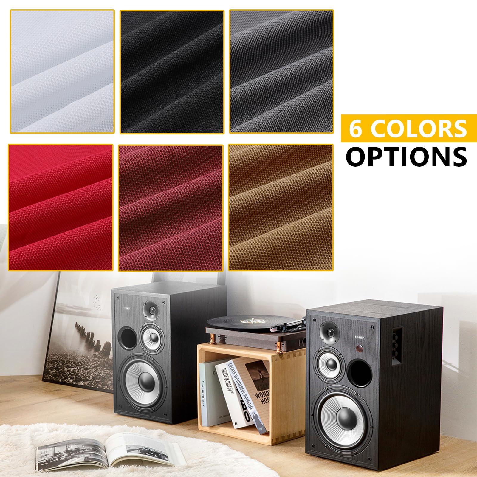 1 Yard Speaker Grill Cloth Fabric - Acoustically Transparent Stereo Mesh for Home Speaker Replacement - Burgundy (36