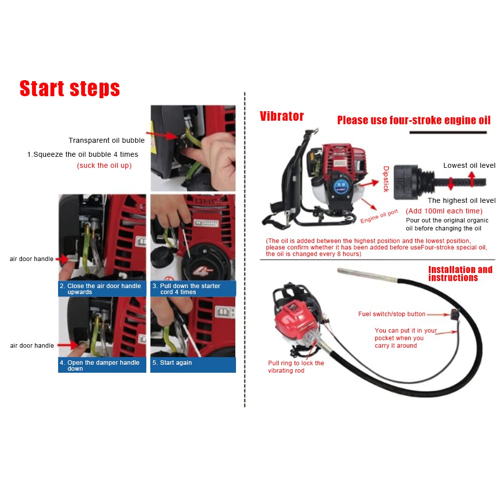 **38.7CC 4-Stroke Gas Powered Backpack Concrete Vibrator - GX35 1.4HP 3500RPM Portable Cordless Vibrating Tool for Construction, Road Repair & DIY Projects**