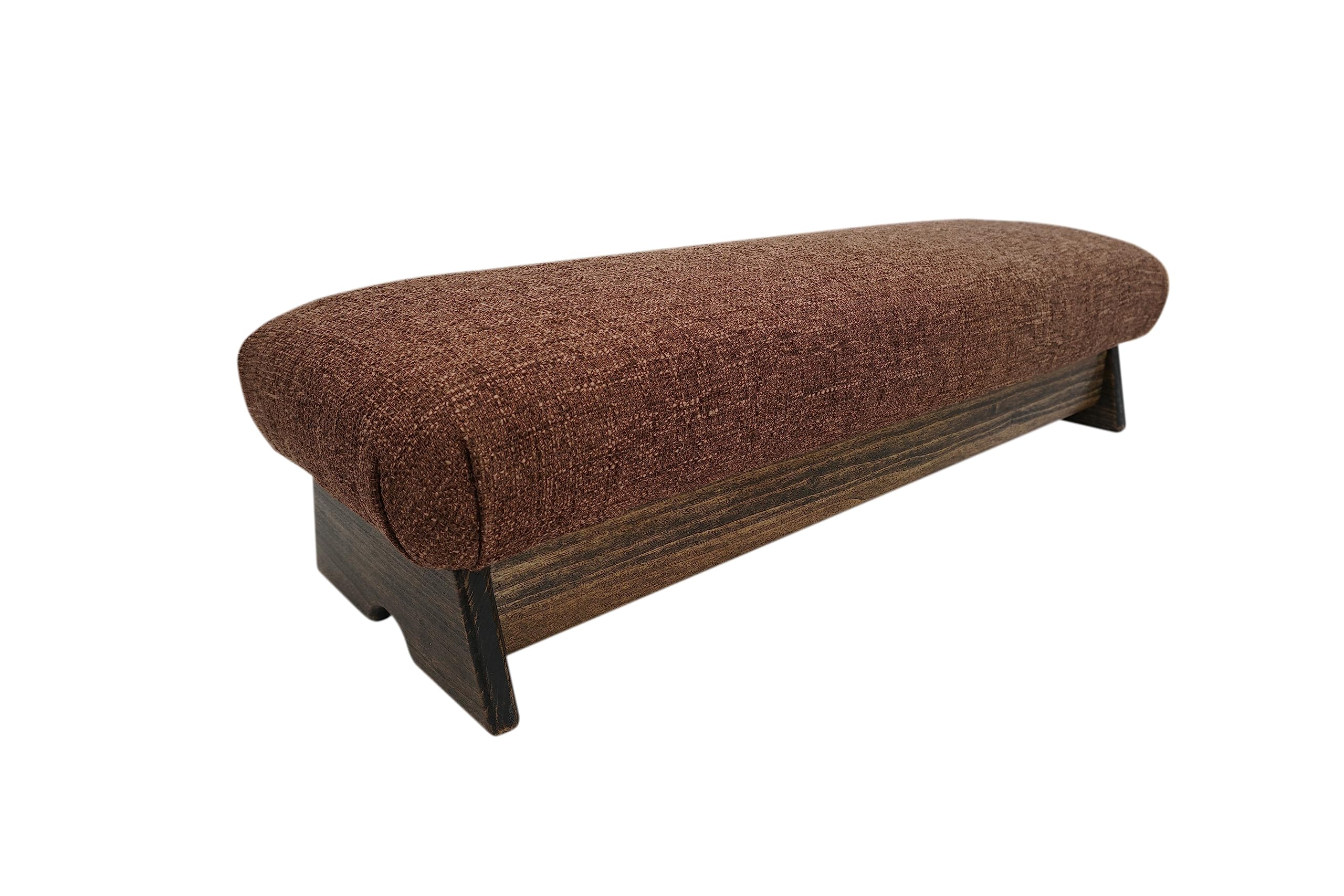 Premium Walnut Stain Stability Bedside Padded Foot Stool - 7
