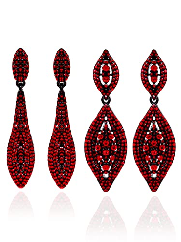C3：2 pcs red crystal bridal earrings
