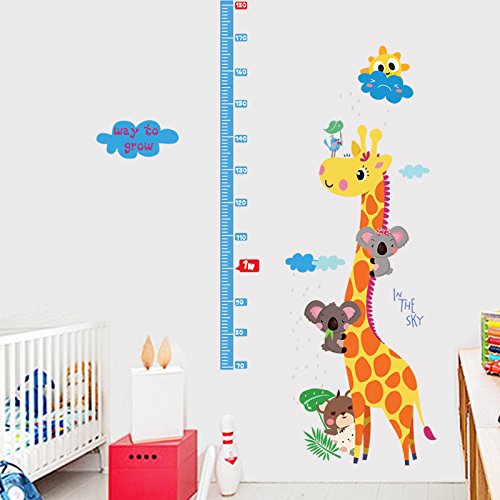Giraffe Growth Chart for Kids - Self-Adhesive Height Measurement Wall Stickers for Nursery, Kindergarten & Home Decor | Perfect for Children's Room, Playroom & Classroom Organization