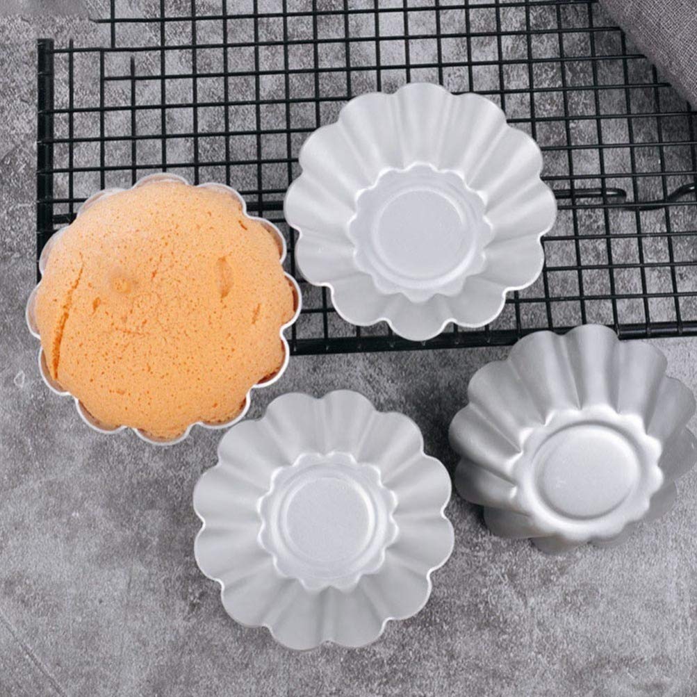 6-Piece Flower Shape Egg Tart Molds - Reusable Metal Tartlet & Cupcake Baking Pans for Muffins, Tarts & Pastries | Perfect for Home Baking, Party Desserts & Holiday Treats