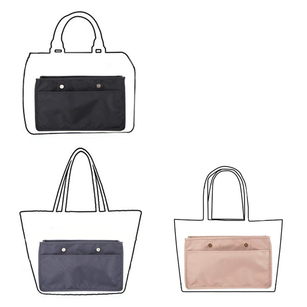 enreve Purse Organizer Insert - Handbag & Tote Bag Organizer for Longchamp, Diaper Bags & More (BLACK) | Perfect for Travel, Work & Everyday Use