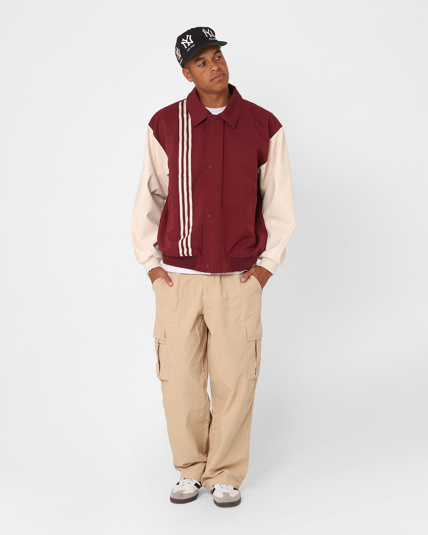 Adidas Metro Varsity Jacket for Men - Shadow Red Color | Stylish Baseball Jacket for Casual Wear, Street Fashion & Sports Events