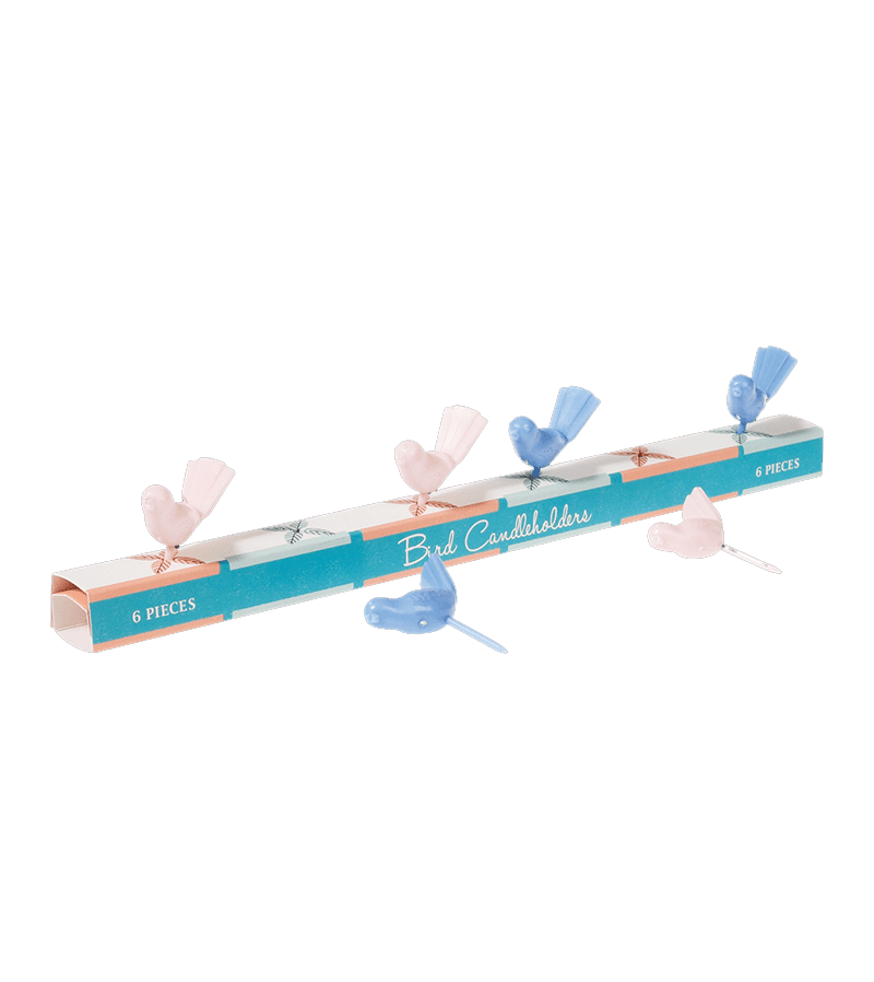 Set of 6 Pastel Bird Cake Candle Holders - Elegant Floral Wedding Centerpiece Decor by Rex London | Perfect for Birthday Parties, Baby Showers & Spring Tea Events