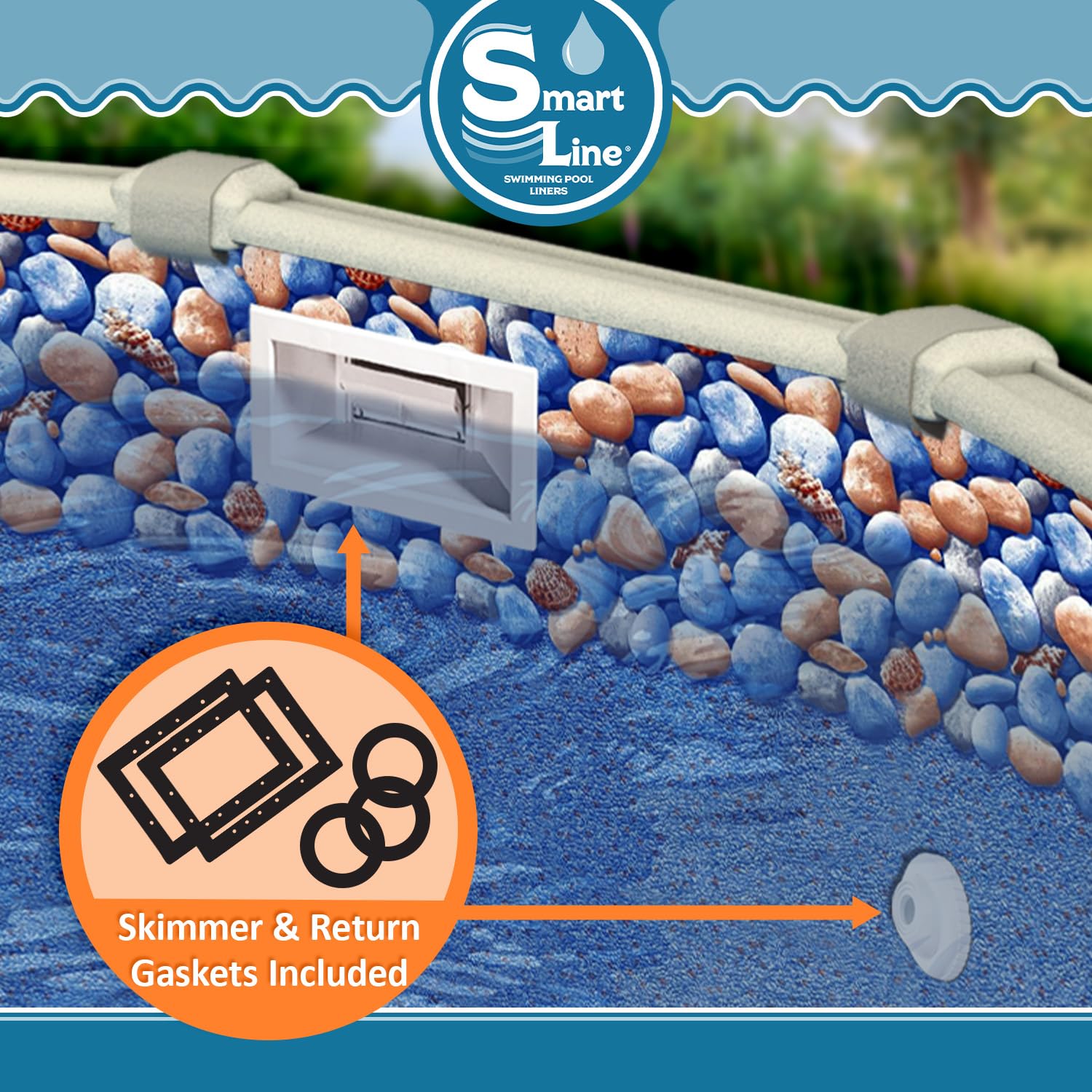 Smartline 12 ft x 24 ft Oval Above Ground Pool Liner - Heavy Duty 25 Gauge Virgin Vinyl for Steel Sided Pools | Overlap Style | 48-52 Inch Wall Height | Perfect for Backyard Swimming, Family Fun & Summer Relaxation