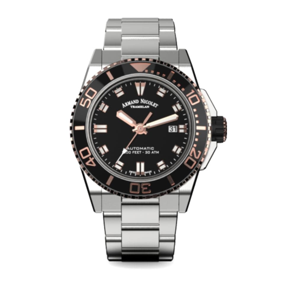 ARMAND NICOLET A480ASN AS MA4480AA Men's Luxury Automatic Watch with Black Silicone Strap - Perfect for Business, Casual & Formal Occasions