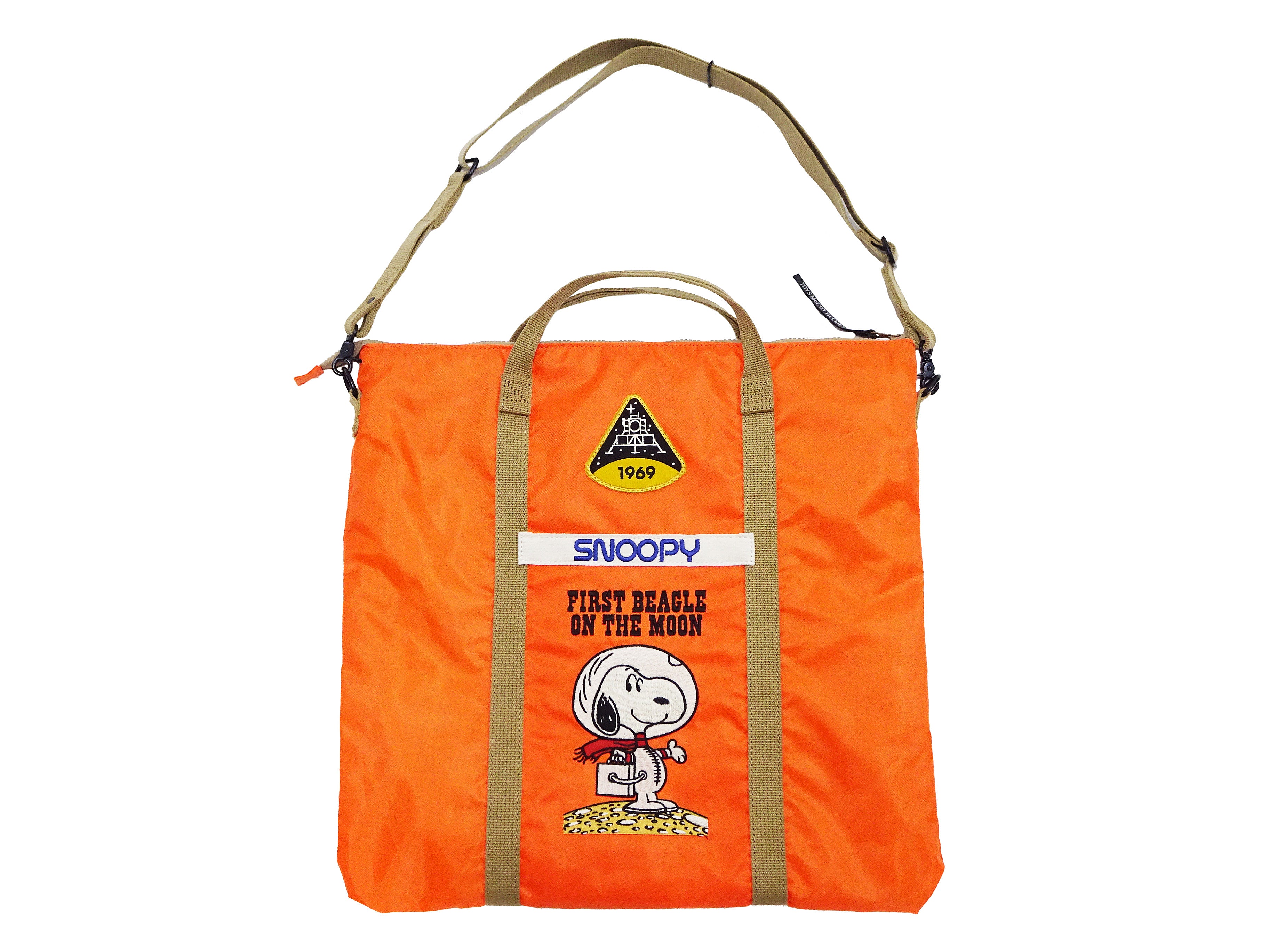 TOYS McCOY Men's Astronaut Snoopy Nylon Shoulder Bag - Vintage USAF Military Helmet Inspired Casual Messenger Bag TMA2411 070 Orange - Perfect for Daily Use, Travel & Cosplay