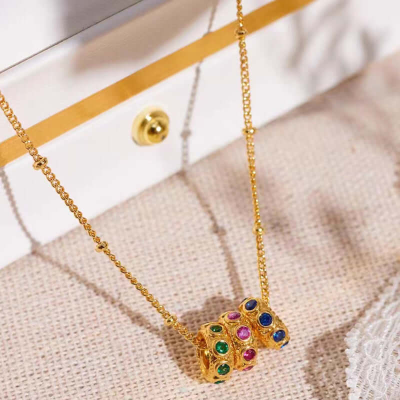 18K Gold Plated Connected Rings Charm Necklace for Women | Elegant Layering Jewelry Gift for Anniversary, Birthday & Valentine's Day | X1411
