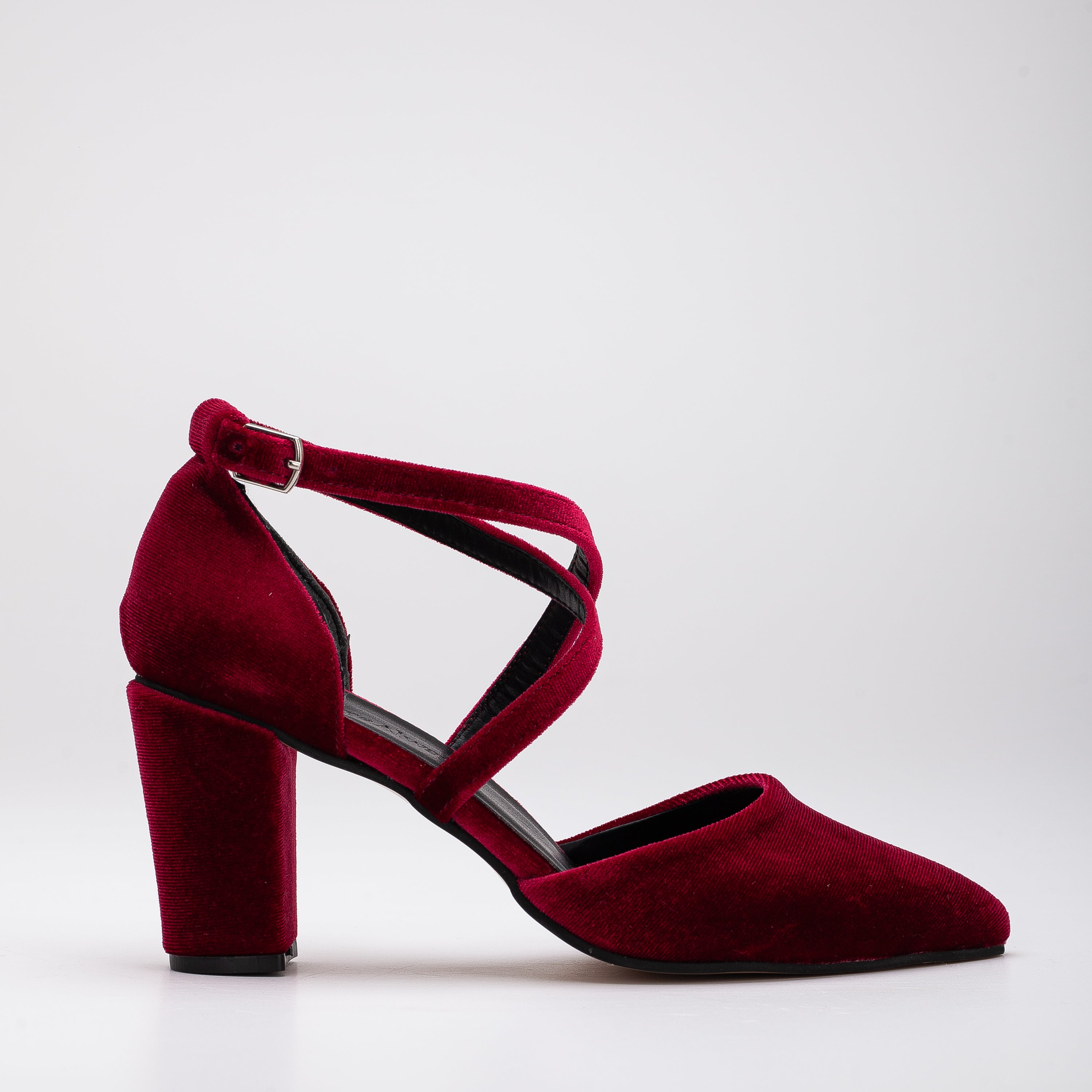 Sina Dark Red Velvet Heels for Women - Burgundy Velvet High Heel Shoes for Party, Wedding & Evening Wear - Elegant Dress Pumps with Comfortable Fit