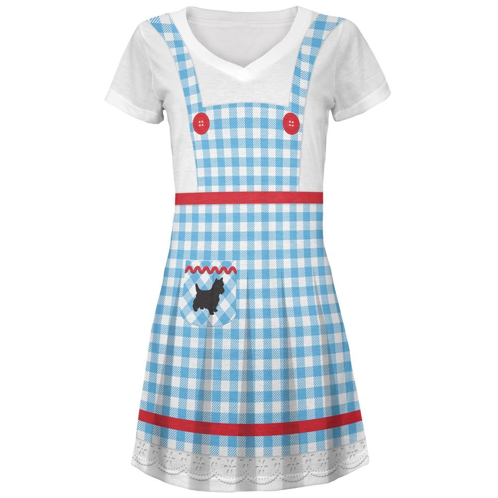 Halloween Dorothy Costume for Women - Blue Gingham Dress with White Collar & Pinafore | Perfect for Cosplay, Halloween Parties, and Themed Events