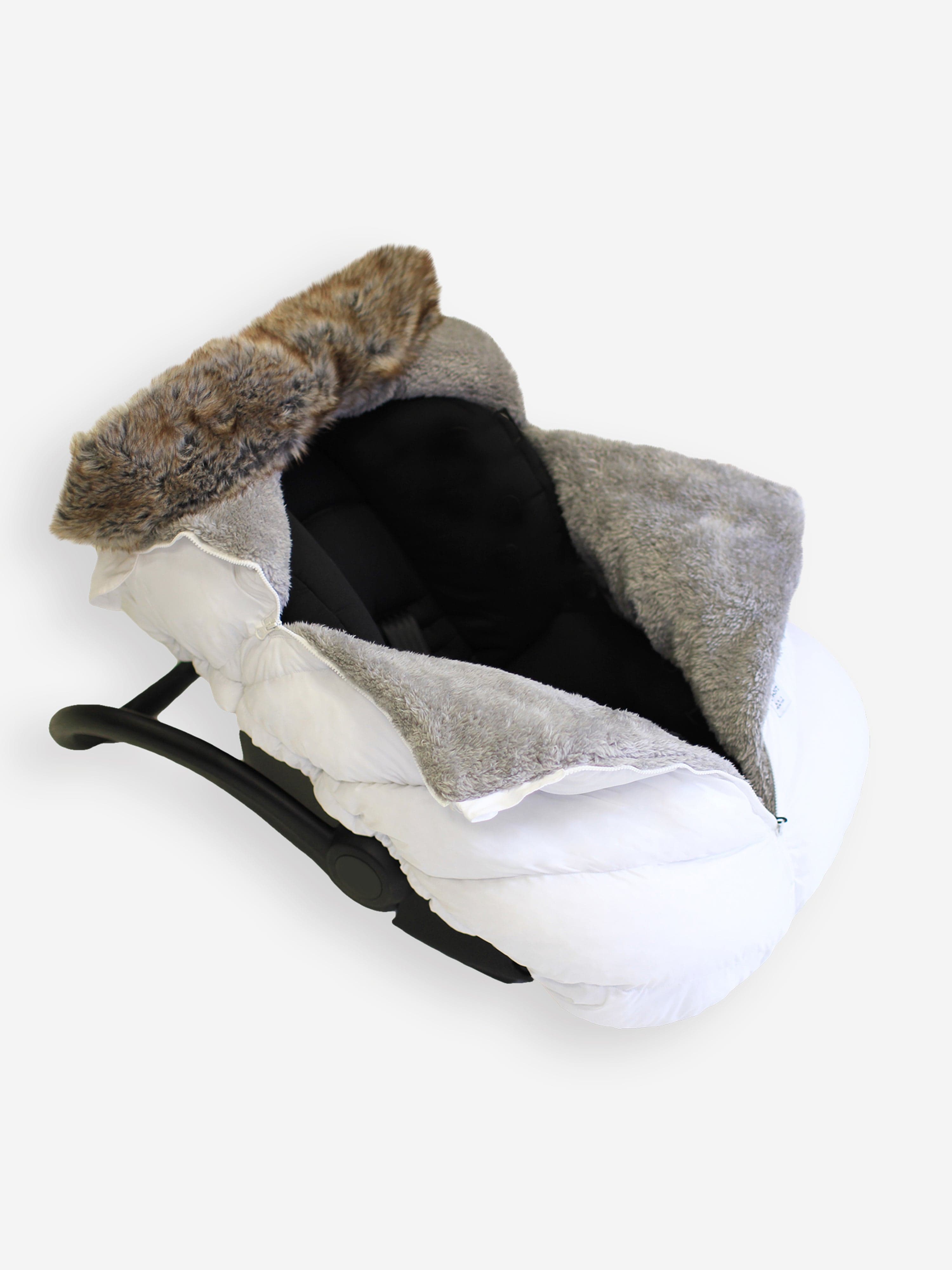 7AM Enfant Baby Car Seat Cocoon - Soft Faux Fur Winter Cover in White | Warm & Cozy Infant Car Seat Protector for Cold Weather | Perfect for Strollers, Travel & Outdoor Adventures