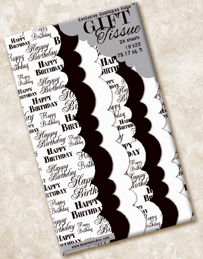 Happy Birthday Scalloped Tissue Paper - Decorative Party Supplies for Birthday Decorations, Gift Wrapping & Craft Projects