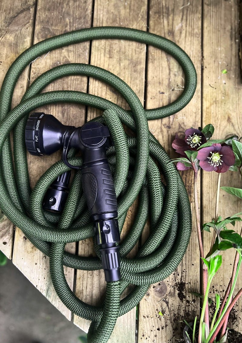 Premium Heavy-Duty Garden Hose Set - 50ft Expandable Water Hose with 8-Pattern Spray Nozzle & Storage Hanger - Perfect for Lawn Care, Car Washing, and Outdoor Cleaning