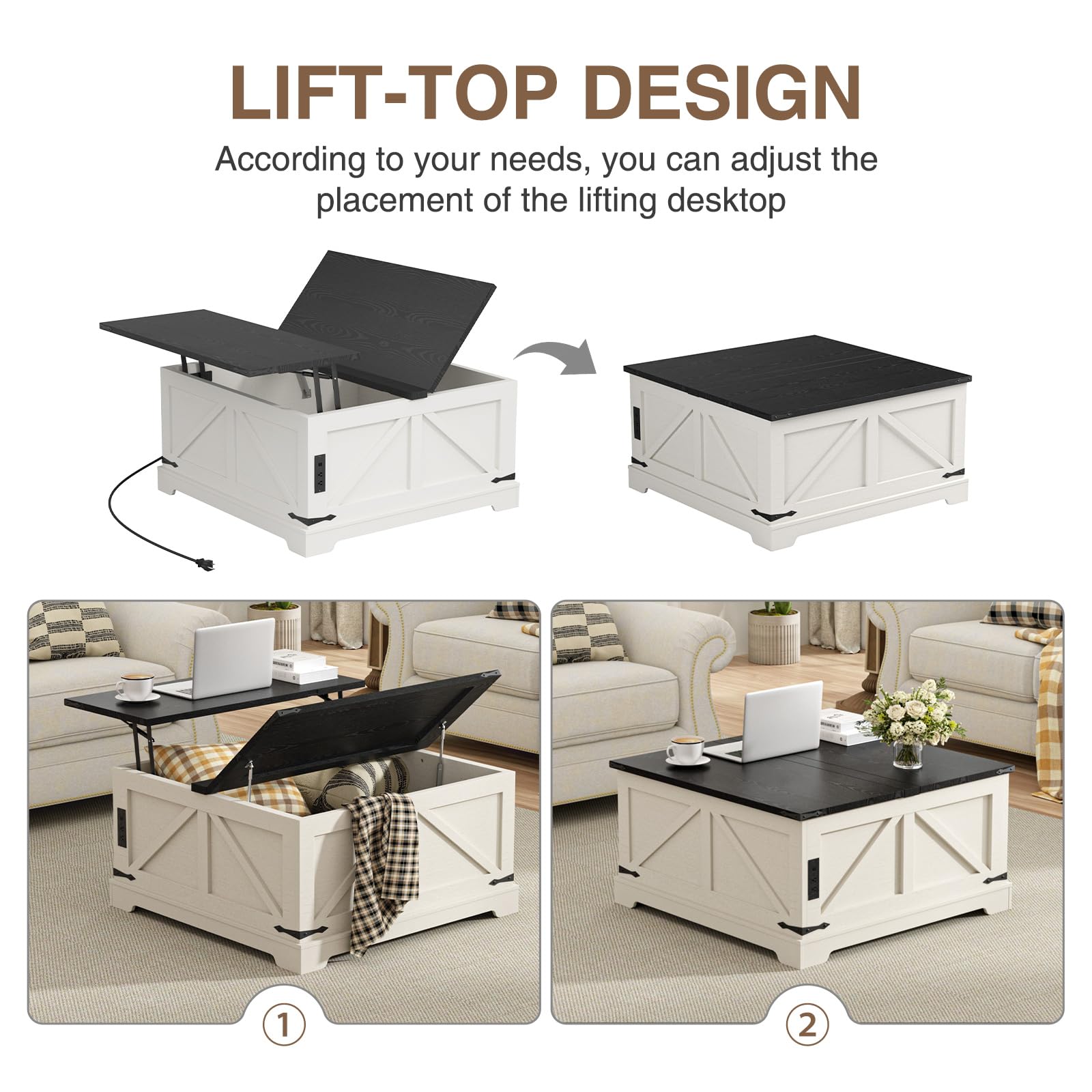 Farmhouse Lift Top Coffee Table with Storage - 31.5