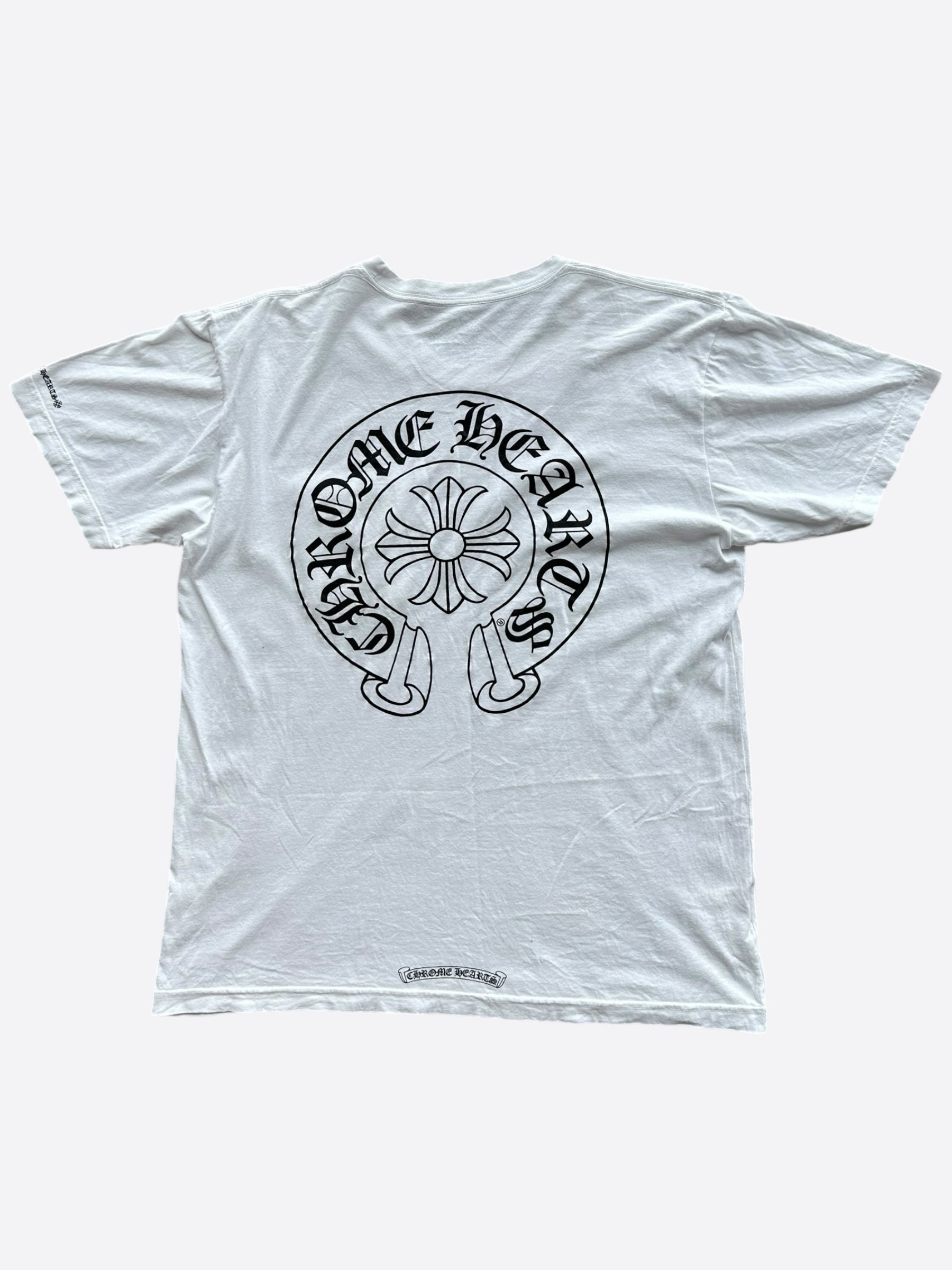Chrome Hearts White & Black Horseshoe Logo T-Shirt for Men & Women - Stylish Graphic Tee for Casual Wear, Street Fashion, and Everyday Outfits