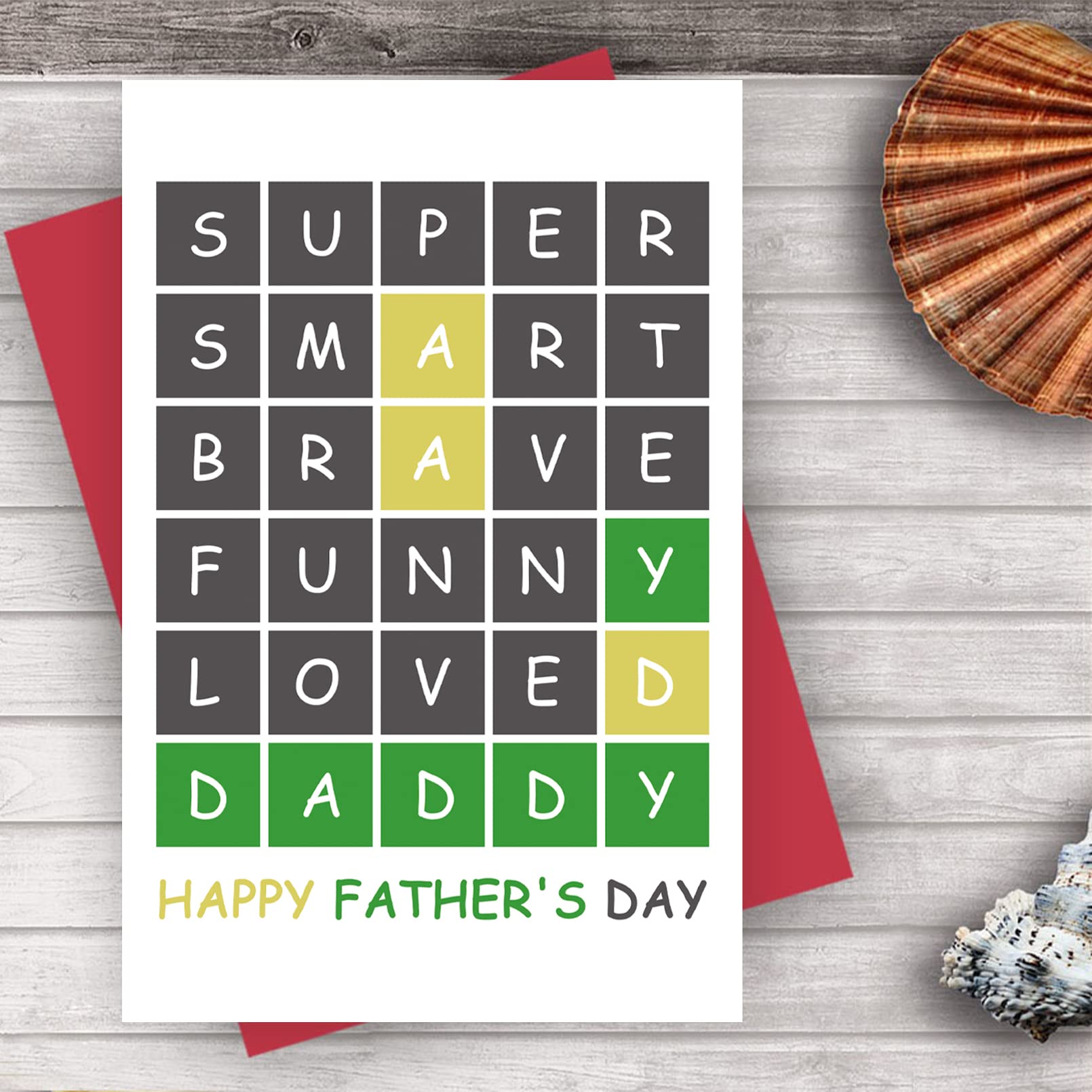 Wordle Game Father's Day Card - Unique Gift for Dad from Kids