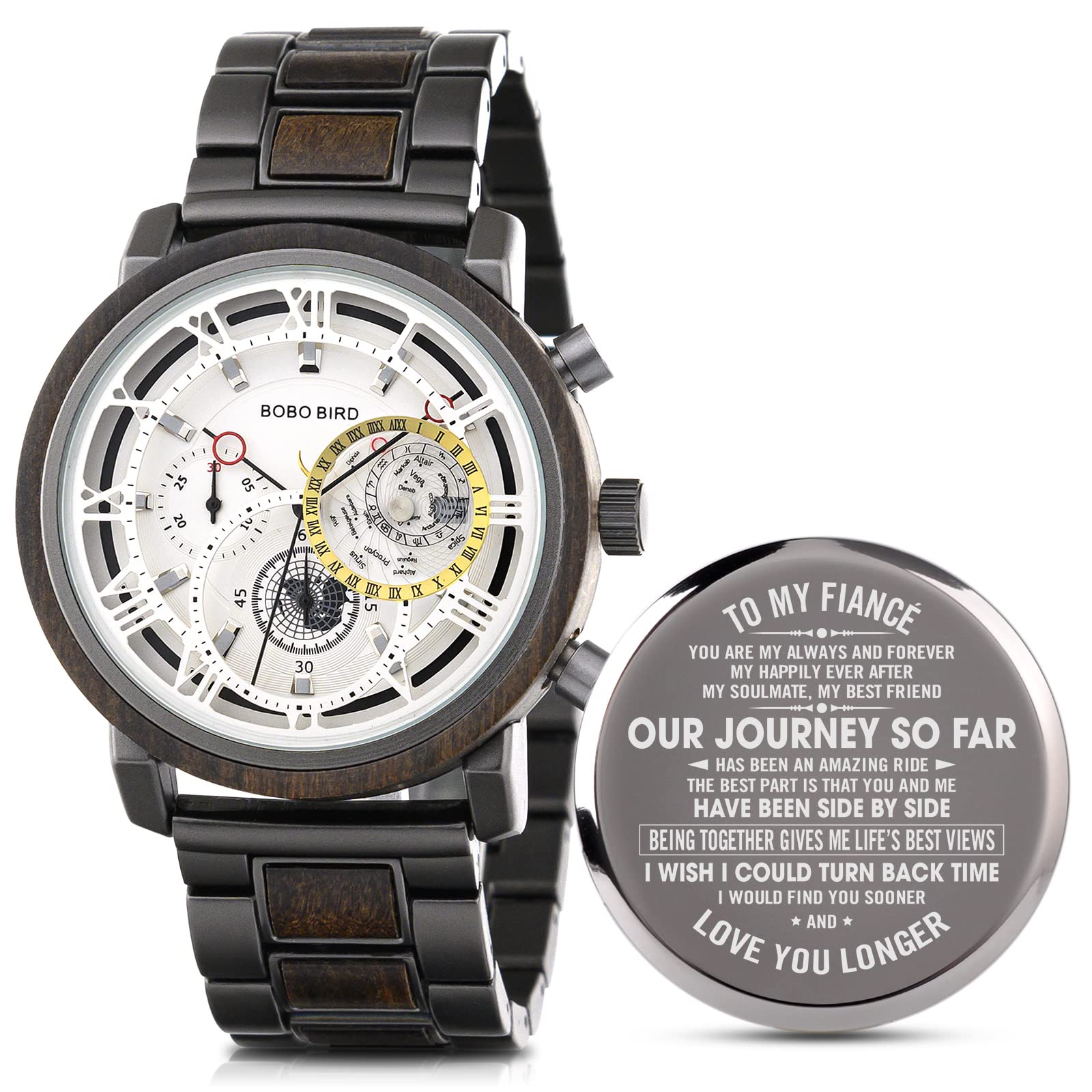 Personalized Wooden Watch for Men - Engraved Gift for Husband, Boyfriend - Perfect for Anniversaries & Weddings