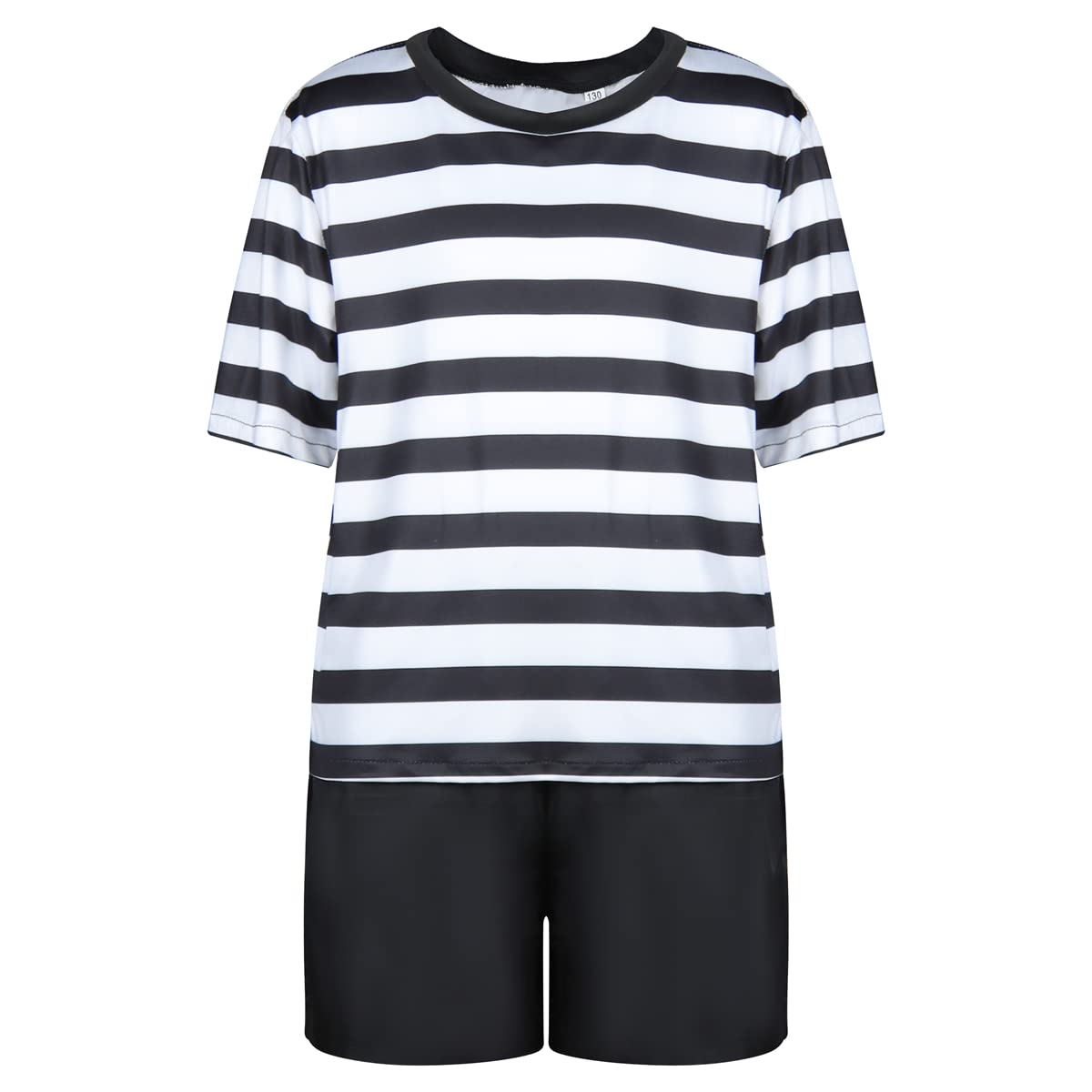 EDAUWAE Pugsley Addams Costume for Boys - Black & White Striped Shirt Halloween Outfit | Wednesday Addams Inspired Cosplay | Perfect for Halloween Parties, School Plays & Themed Events