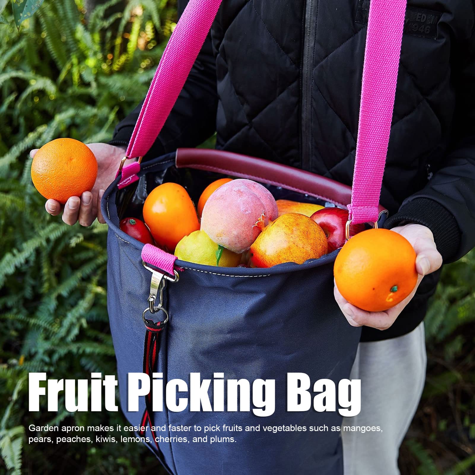 600D Oxford Cloth Fruit Picking Bag - Durable Harvest Apron for Apples, Berries, Vegetables - Perfect for Outdoor Orchard, Farm & Garden Harvesting - Ideal for Farmers Market & Home Gardening