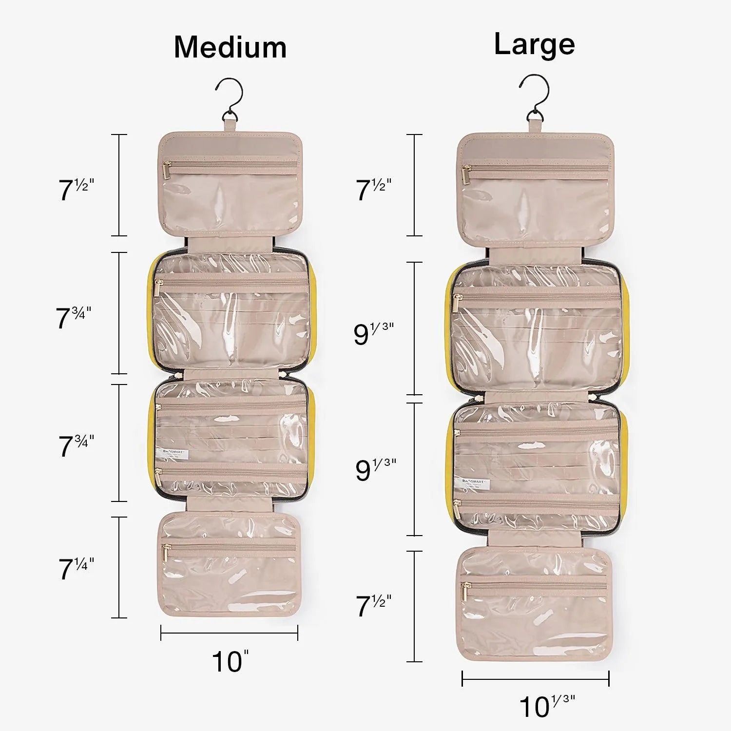 Bonchemin Yellow Space Saver Toiletry Bag - Compact Travel Organizer for Bathroom Essentials | Perfect for Camping, Gym & Air Travel