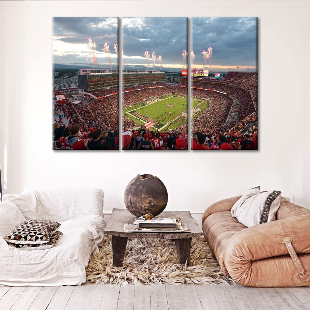 San Francisco 49ers Levi's Stadium 3-Piece Canvas Wall Art Set - Wooden Framed Football Sports Poster (60