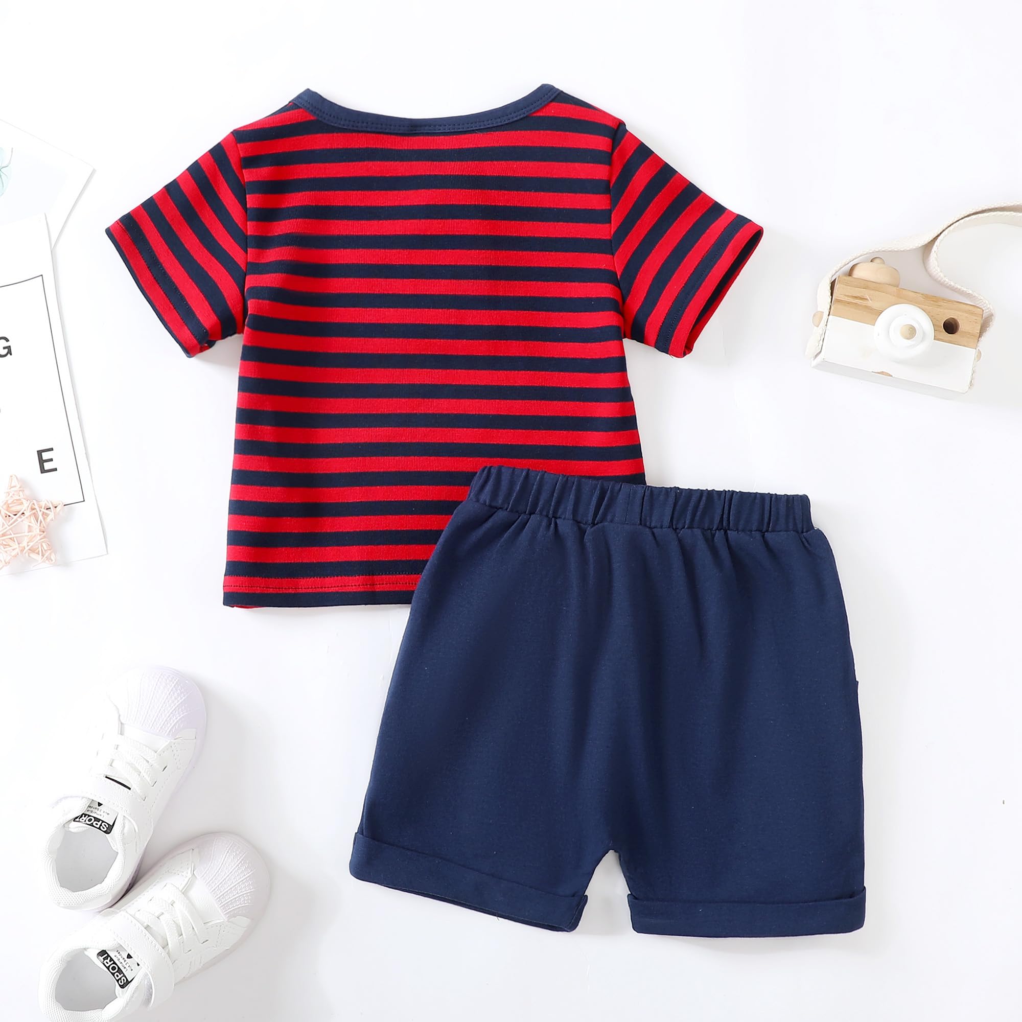 Toddler Boys Summer Outfit Set - Cotton Short Sleeve Shirt & Shorts for Baby Boys | Comfortable Playwear for Outdoor Activities & Beach Vacations