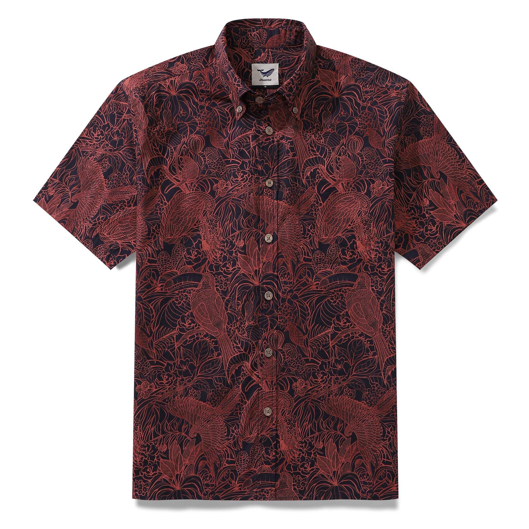 Men's Hawaiian Shirt - 100% Cotton Casual Button Down Short Sleeve Aloha Shirt for Summer, Beach & Vacation | Tropical Floral Print Shirt for Luau Parties, Poolside Relaxation & Island Getaways