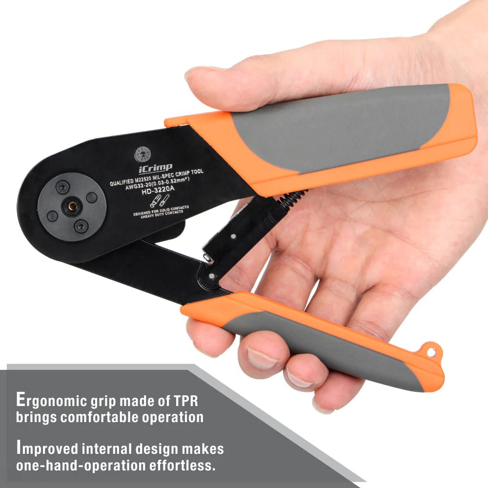 Adjustable Indent Crimper Tool for Miniature & Sub-Miniature Connectors - AWG 32-20 Wire Crimping Pliers | Perfect for Electronics, DIY Projects & Electrical Repairs