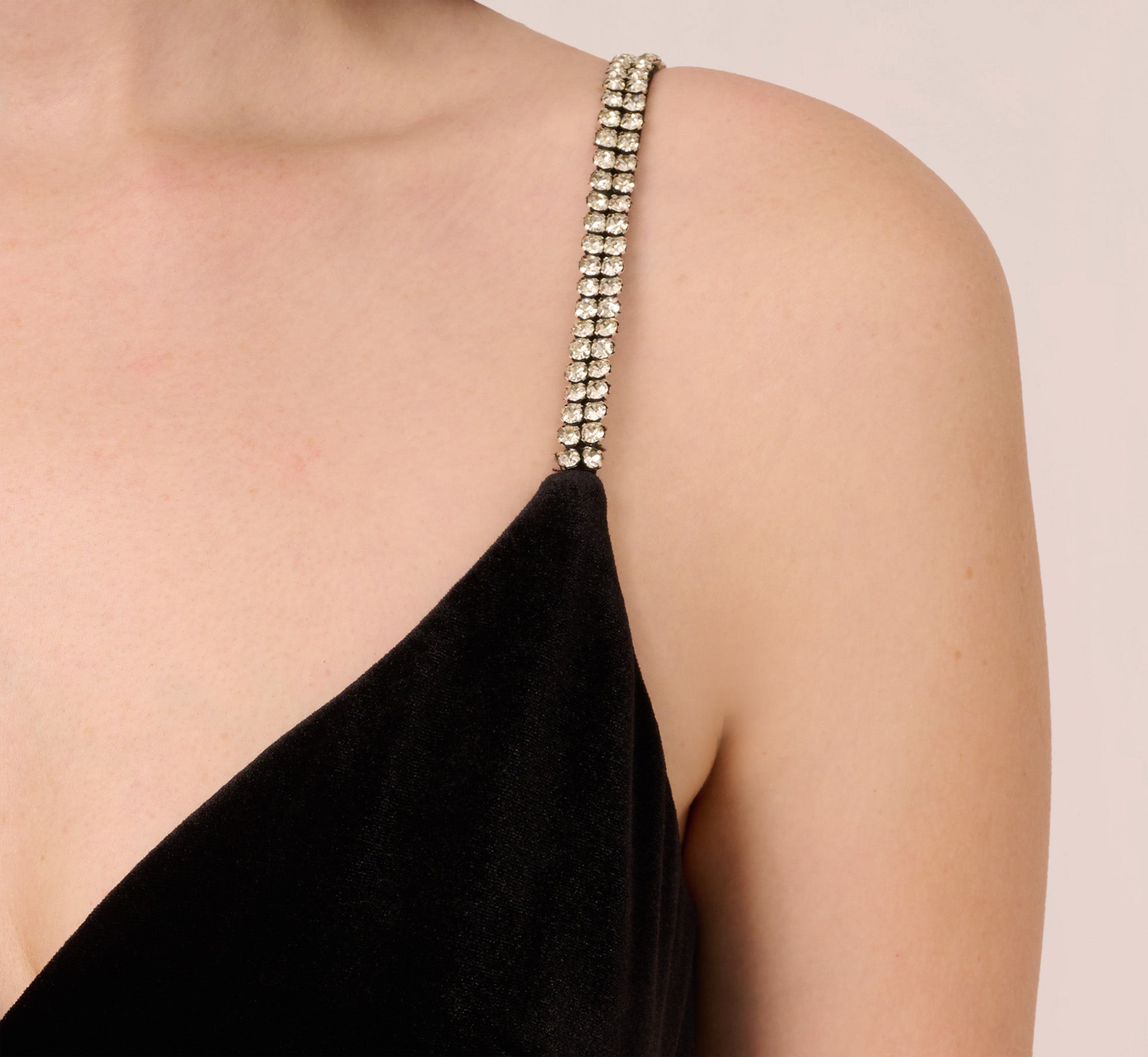 Black Velvet Ankle-Length Wrap Gown with Stone Straps - Elegant Evening Dress for Parties, Weddings & Special Occasions