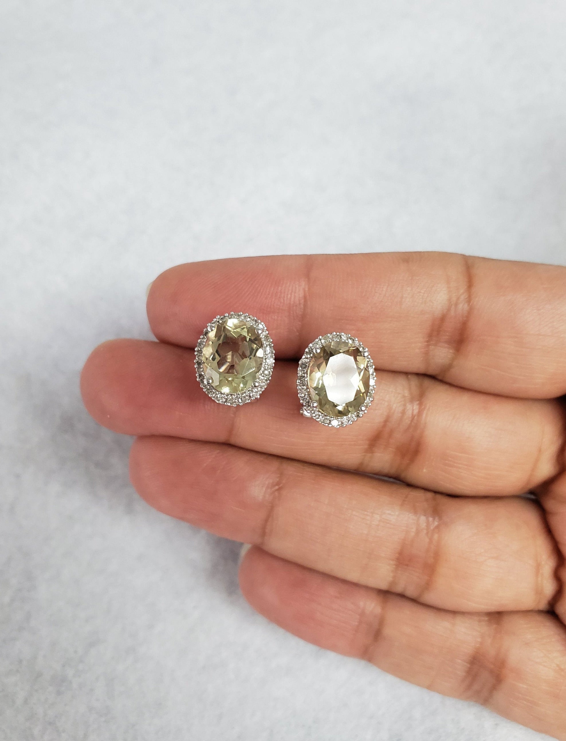 4.44cttw Lemon Quartz Diamond Earrings in 14k White Gold - Elegant Dangle Drop Earrings for Women, Perfect for Weddings, Parties & Special Occasions