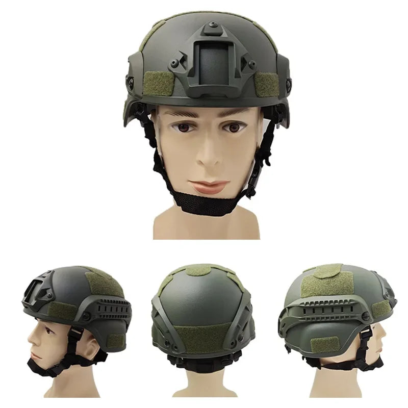 Tactical FAST Helmet MICH2000 for Paintball & Airsoft - Lightweight Military Style Helmet with Adjustable Chin Strap - Perfect for Outdoor Combat Games, Training & Tactical Missions