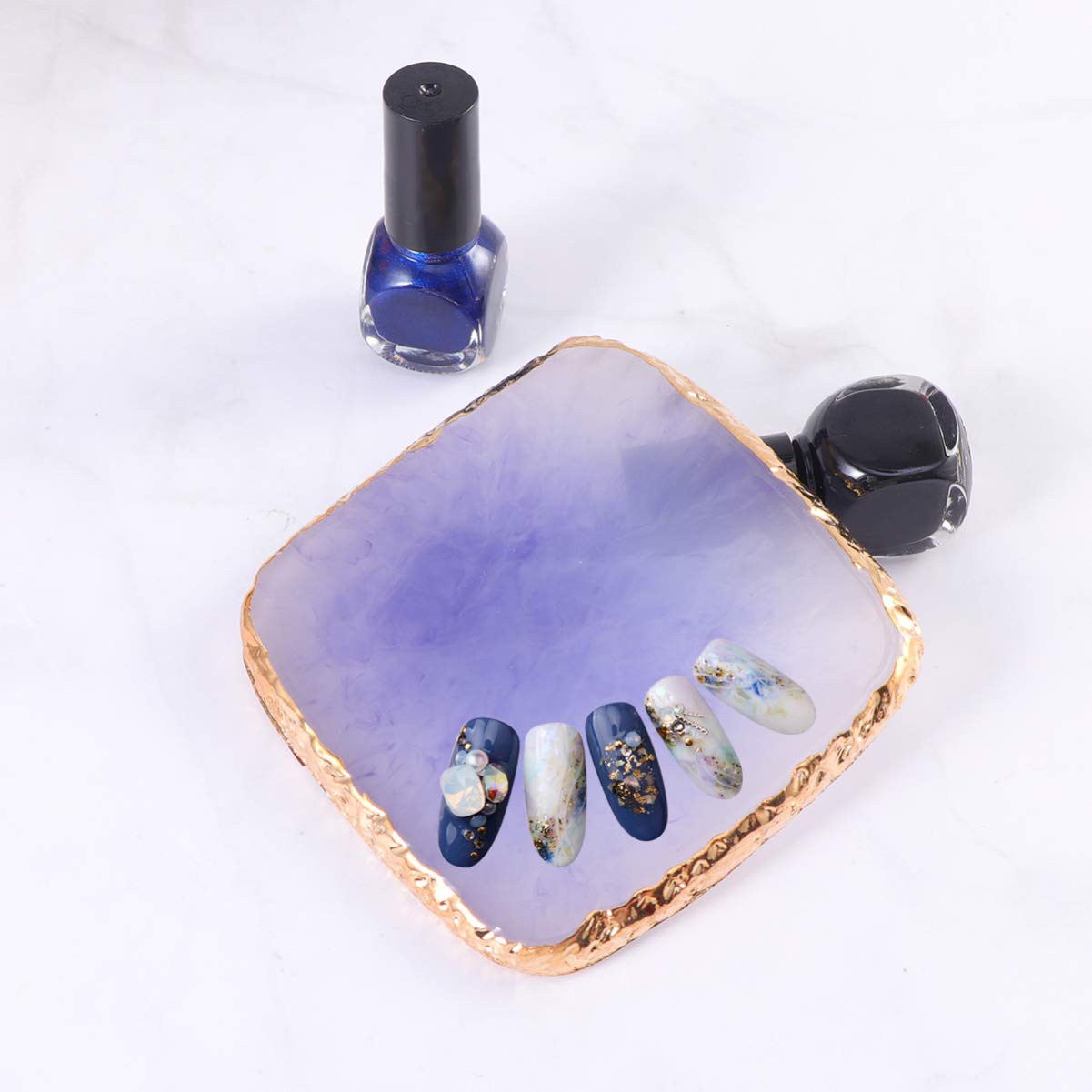 Exceart 1pc Purple Resin Nail Art Palette - Manicure & Makeup Tool for Professional Salon, DIY Nail Design, Home Use & Travel