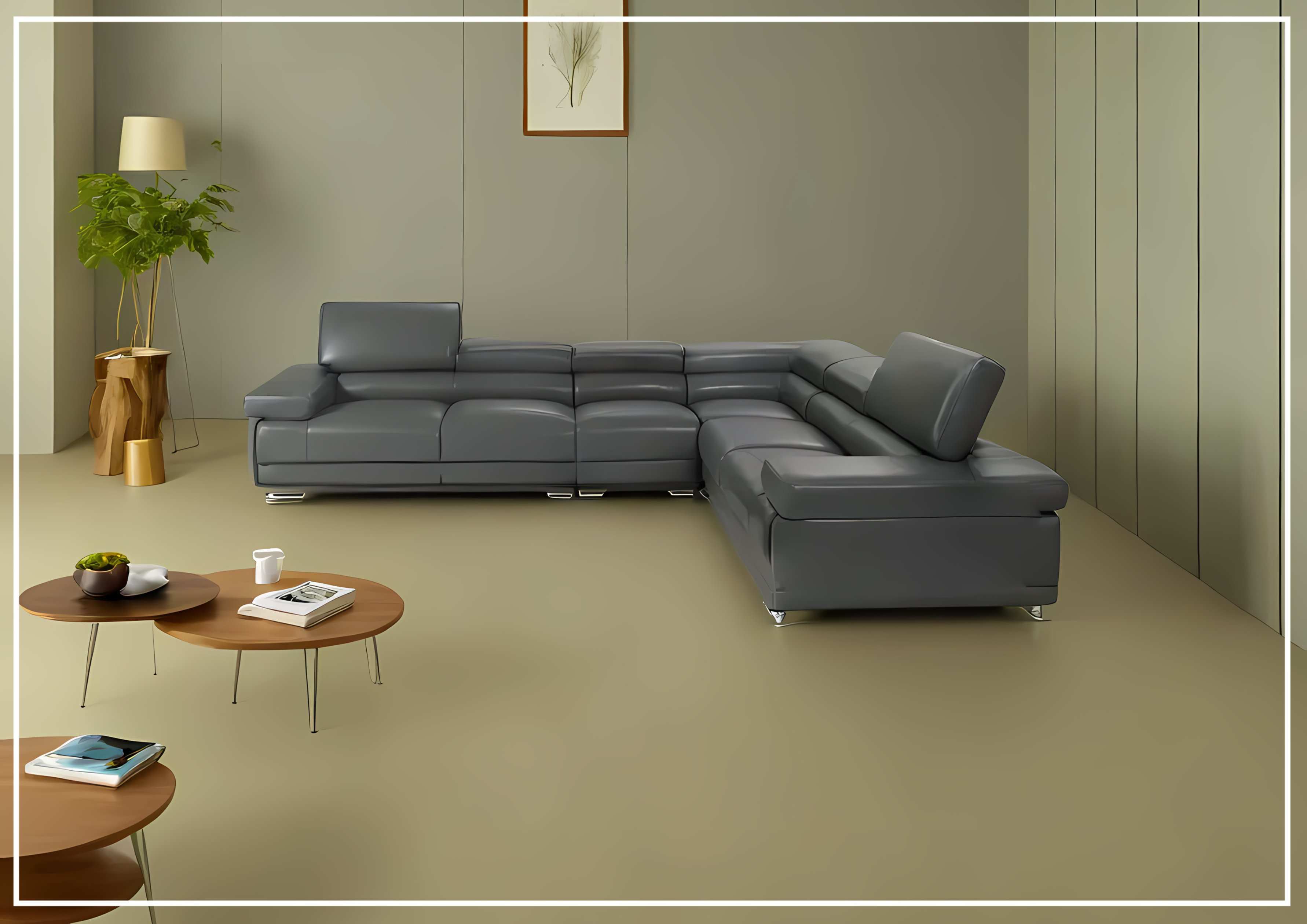Gio Italia Baxton L-Shaped Leather Sectional Sofa - Modern Corner Couch for Living Room, Home Theater & Office Lounge