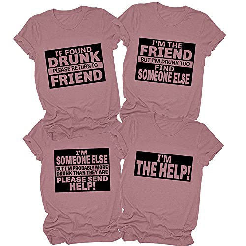 DENIUHOP Funny Drinking Party T-Shirt - If Found Drunk Return to Friend Sisters - Matching Best Friend Shirts for Women - Perfect for Bachelorette Parties, Girls Night Out & Funny Gifts