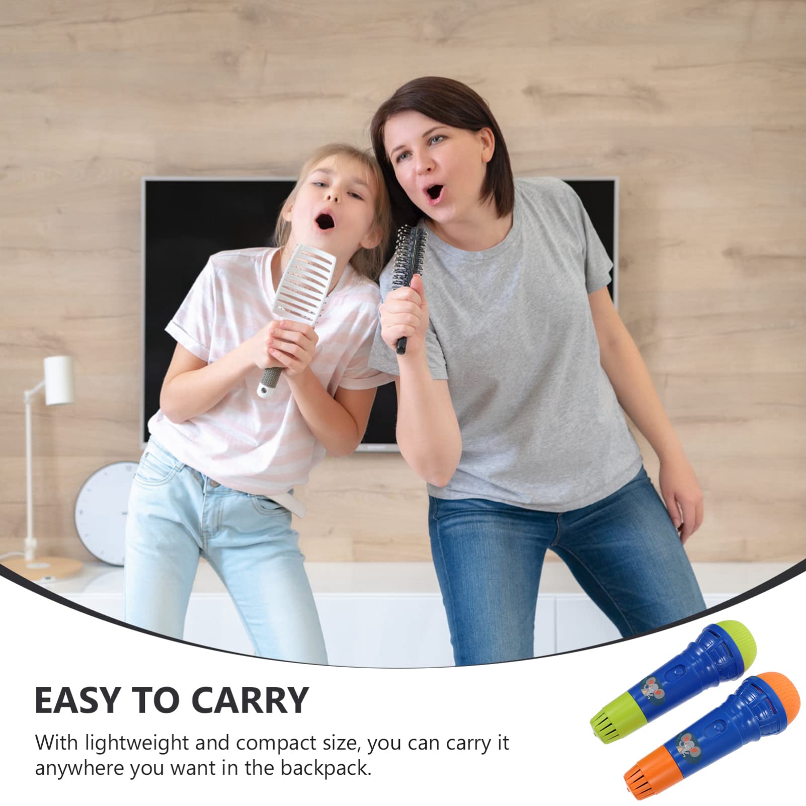 Gogogmee 2 Pack Kids Toy Microphone - Colorful Plastic Karaoke Microphone for Children, Musical Instrument Toy for Singing & Pretend Play - Perfect for Birthday Gifts & Family Fun Nights