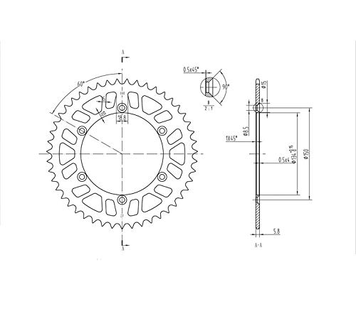 BikeMaster Rear Steel 47 Tooth Sprocket for Kawasaki KDX250 1983-1984 - Durable Motorcycle Replacement Part for Off-Road & Trail Riding