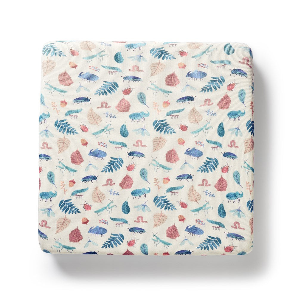 Organic Rib Cot Sheet - Bug Brigade Natural Cotton Baby Crib Fitted Sheet for Safe & Comfortable Sleep - Perfect for Nursery, Daycare, and Travel