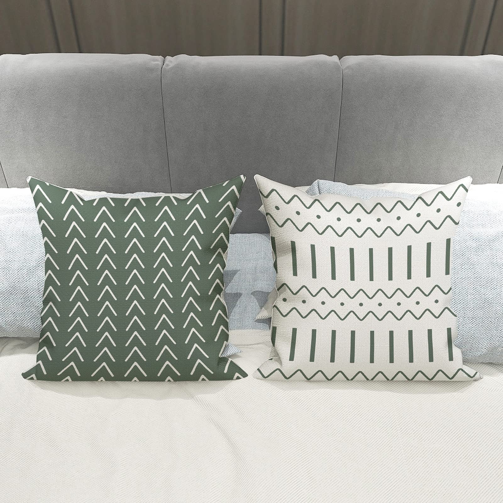YCOLL 20x20 Inch Pillow Covers Set of 4 - Modern Linen Fabric Throw Pillow Cases for Sofa, Couch, Bed & Car - Decorative Outdoor Home Decor in Aqua Green - Perfect for Living Room, Patio & Travel