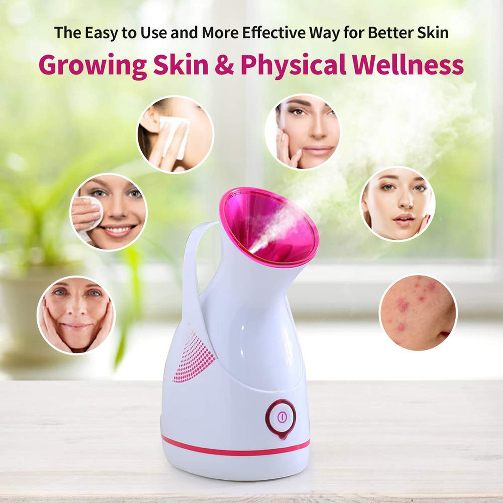 EXCLUZO Professional Warm Mist Facial Steamer for Deep Hydration & Pore Cleansing - Home Spa Skin Care Device with Adjustable Steam for Sauna & Salon Use (EU Plug) | Perfect for Relaxation & Skincare Routine