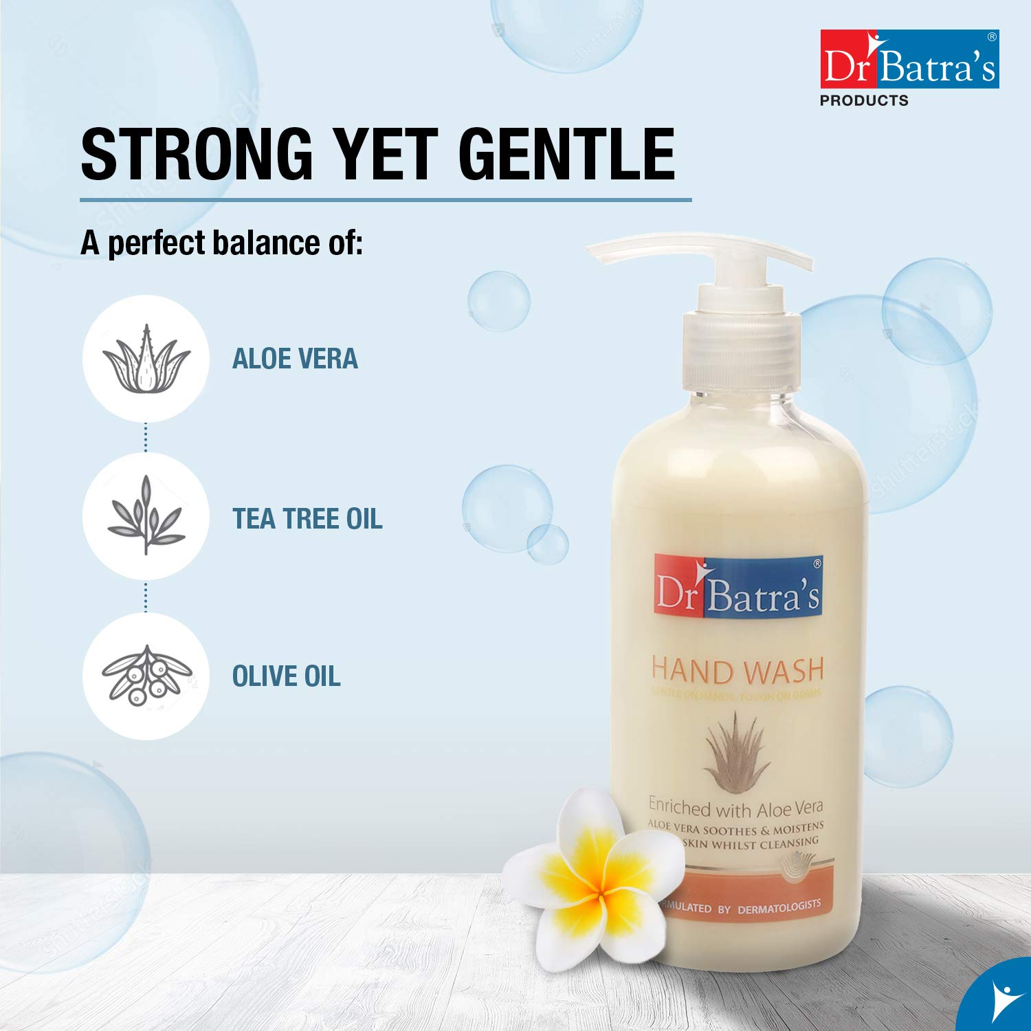 Dr. Batra's Natural Hand Wash with Aloe Vera & Tea Tree Oil – Antibacterial & Moisturizing for Daily Hygiene at Home, Office & Travel