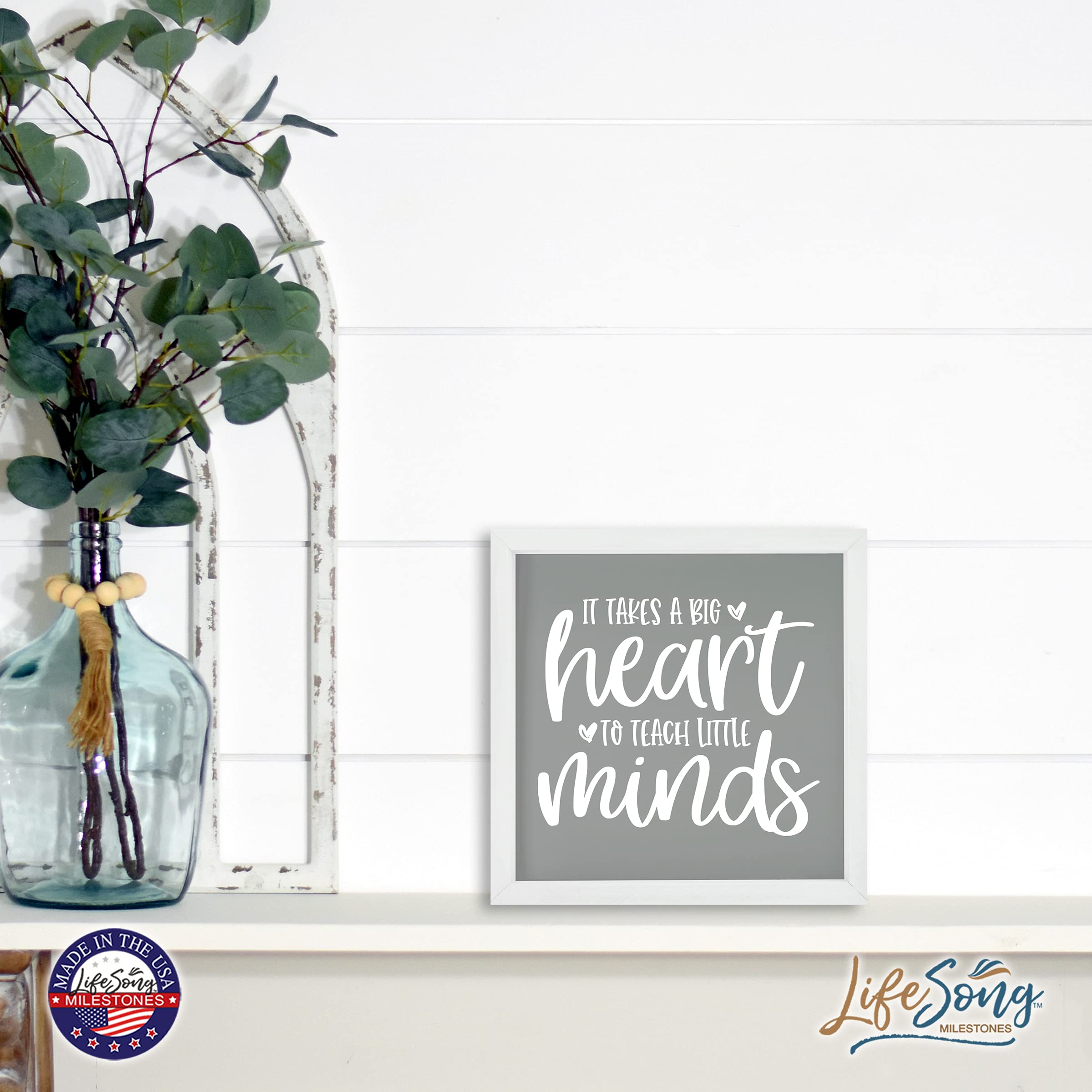 LifeSong Milestones Custom Inspirational Wooden Wall Art - 7x7 Inch Framed Shadow Box with Funny Modern Quotes - Perfect for Home Decor, Office, Nursery & Gift Giving (Ivory)
