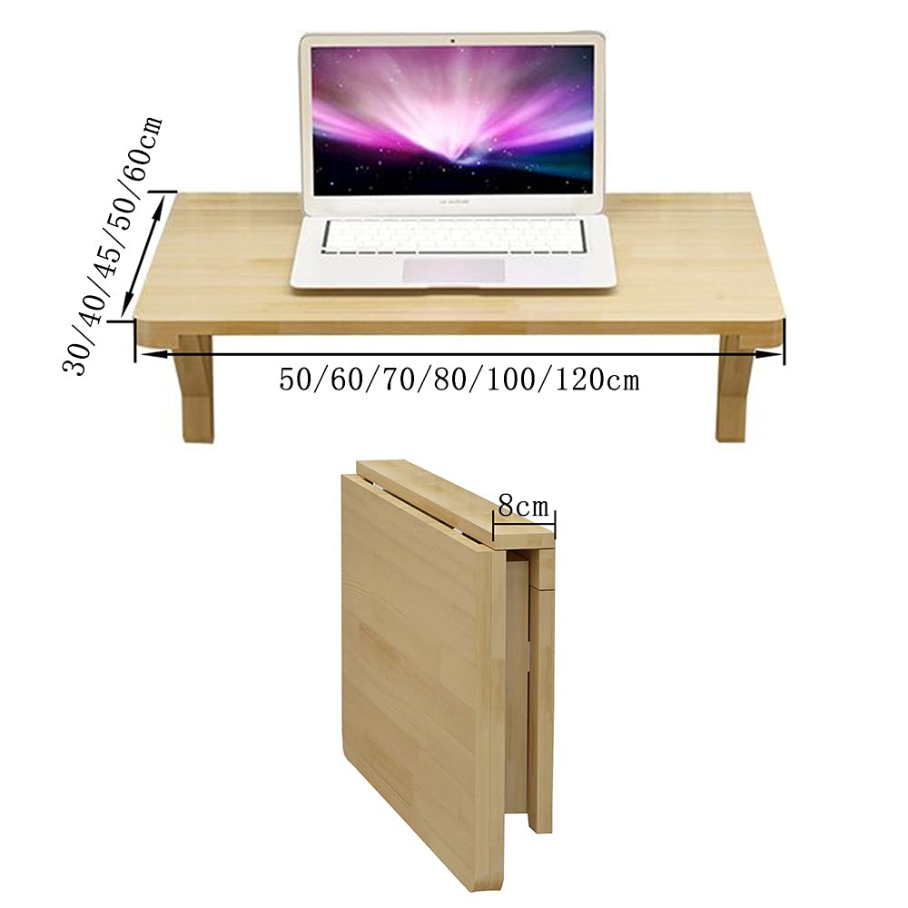 Space-Saving Folding Wall-Mounted Drop-Leaf Table - Pine Wood Computer Desk for Small Spaces, Kids Study Table, Kitchen Dining Table & Home Office Desk (Wood Color) | Perfect for Apartments, Dorms & Tiny Homes
